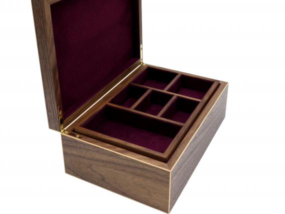Picture of American Black Walnut Veneered Jewellery Box - Purple Interior