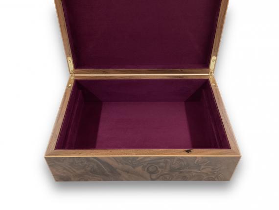 Picture of Walnut Burr Jewellery Box - Purple Interior